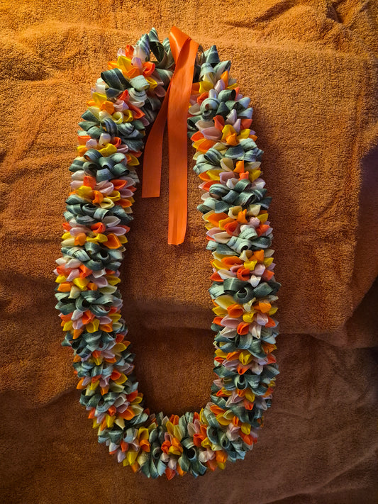 "SUNSHINE" Ribbon Lei Orange Plumeria